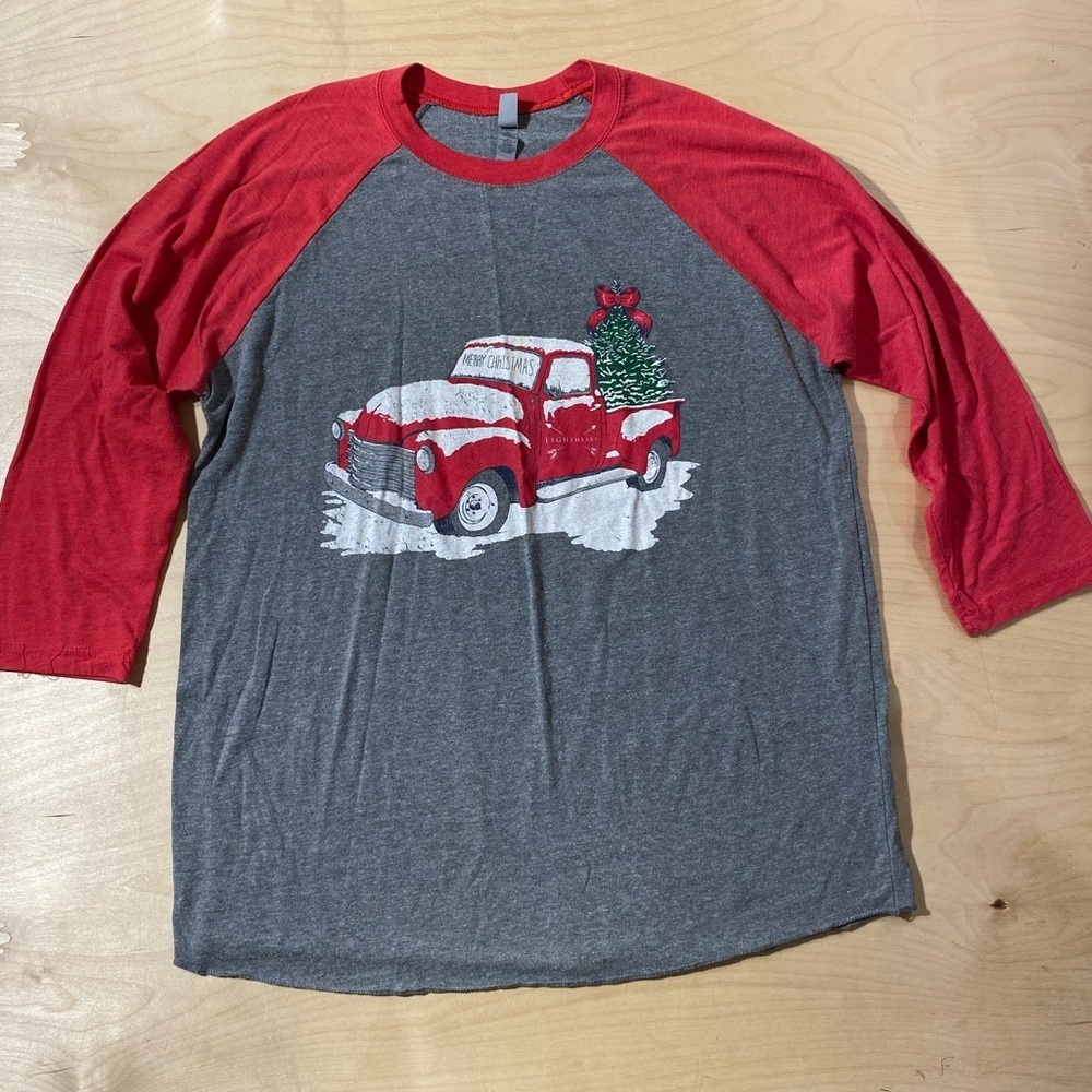 Next Level Apparel Red and Gray Long Sleeve Tee Large (NI)